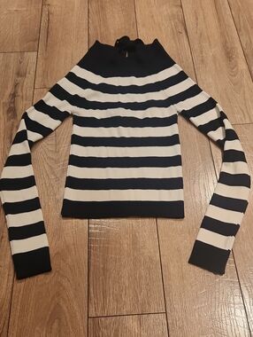 Striped Navy and White Ribbed Sweater